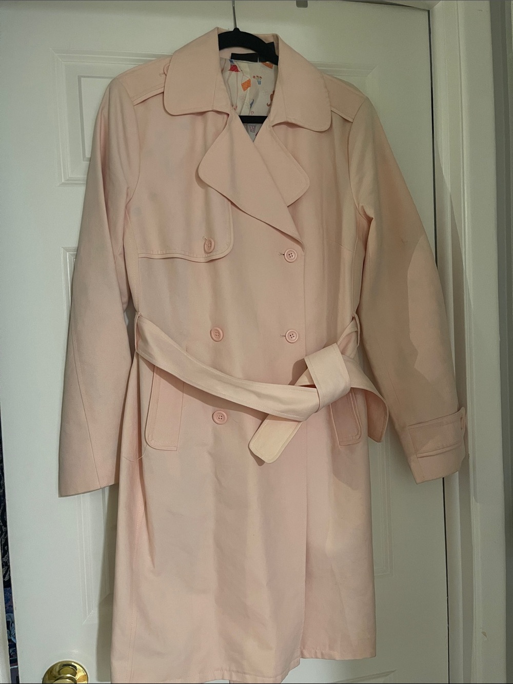 Willi Smith Pale Pink Double-Breasted Trench Coat
